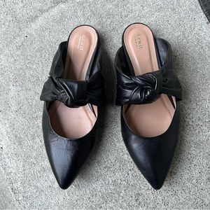 Lewit‎ Cara Black Leather Bow Mules
